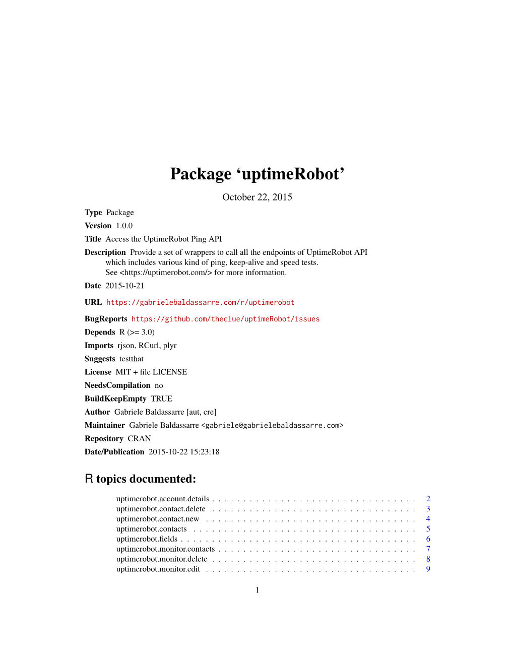 Package 'Uptimerobot'