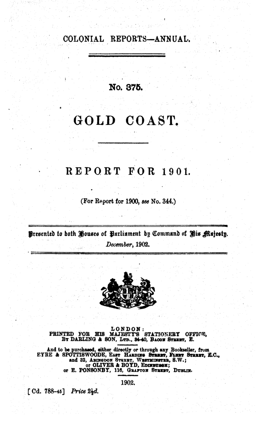 Annual Report of the Colonies, Gold Coast, 1901