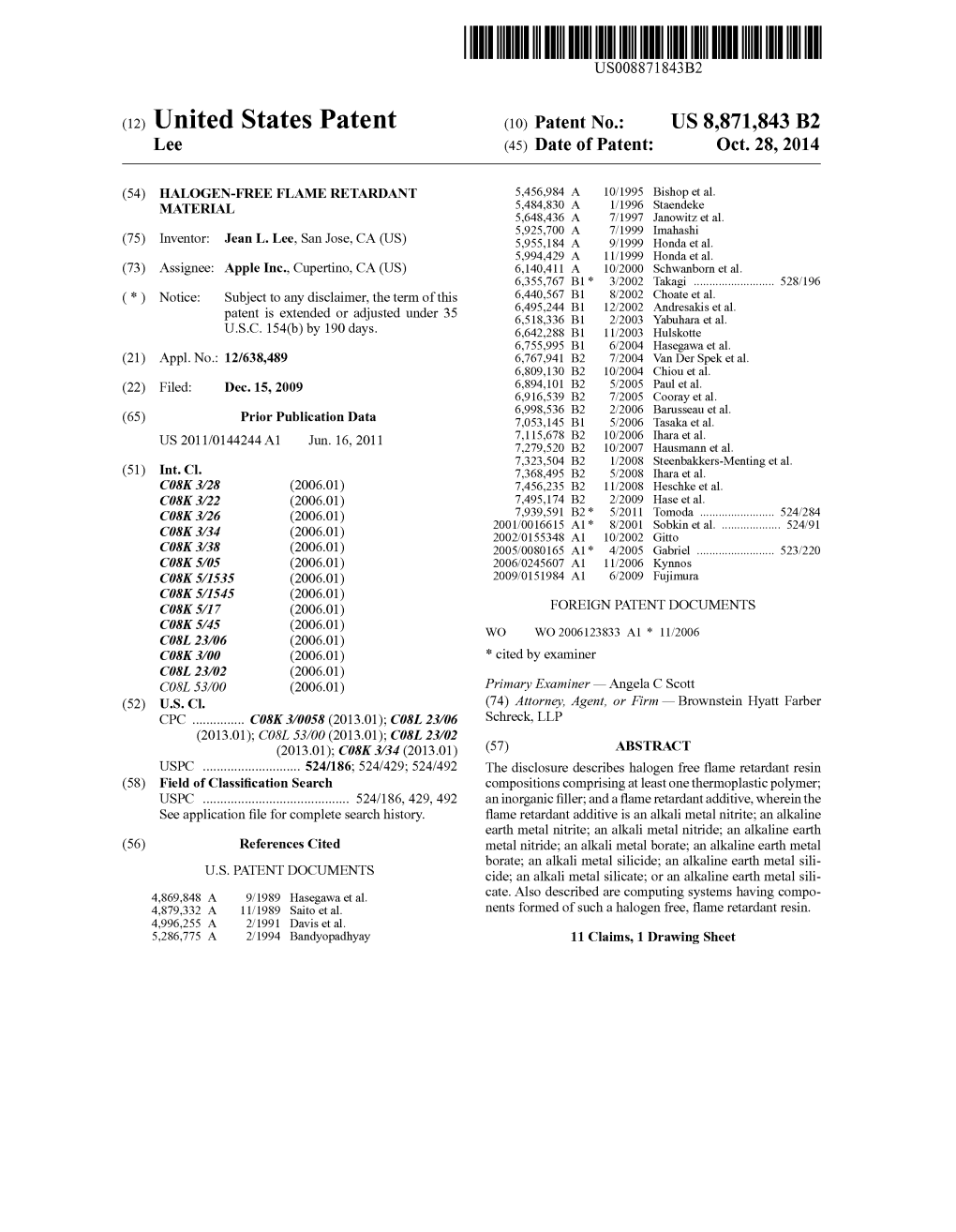 (12) United States Patent (10) Patent No.: US 8,871,843 B2 Lee (45) Date of Patent: Oct