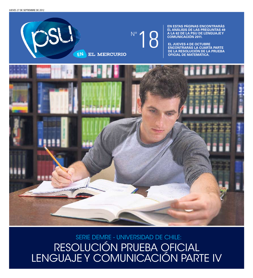 Resolución Prueba Oficial Lenguaje Y Comunicación Parte Iv