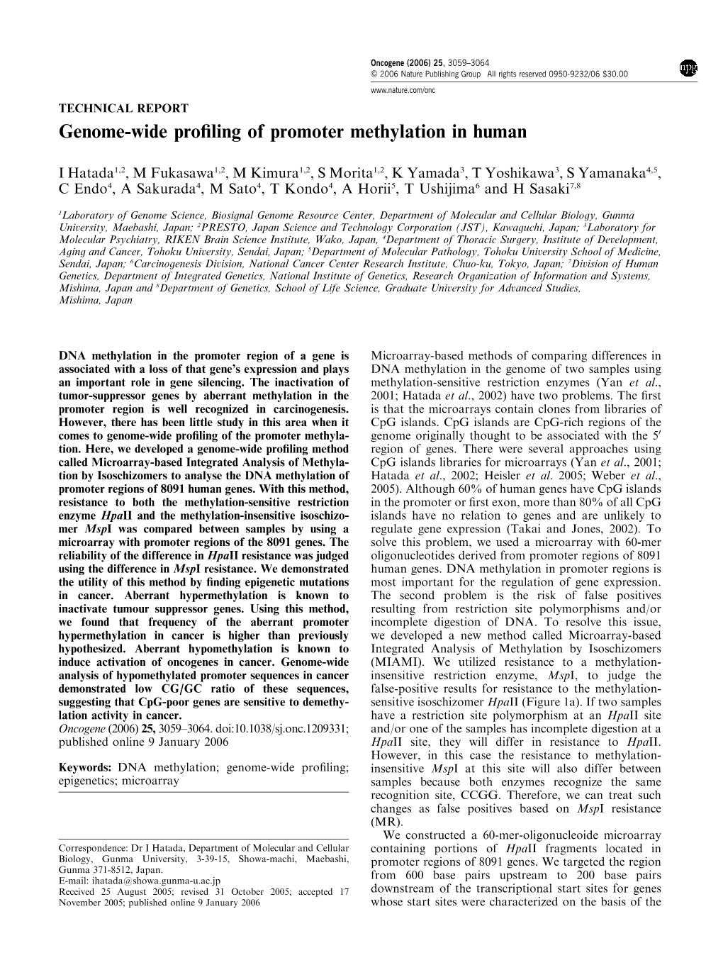 Genome-Wide Profiling of Promoter Methylation in Human