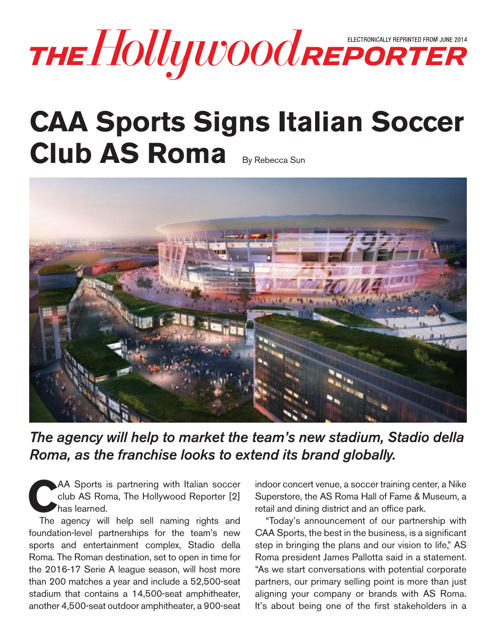CAA Sports Signs Italian Soccer Club AS Roma by Rebecca