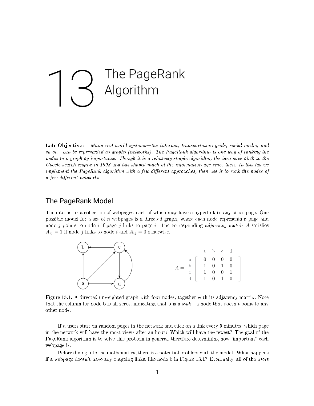 The Pagerank Algorithm Is One Way of Ranking the Nodes in a Graph by Importance