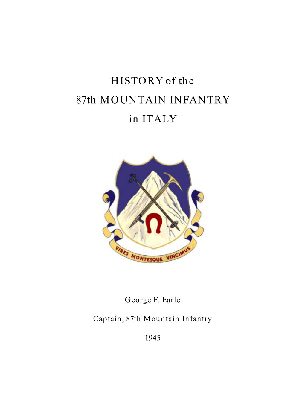 HISTORY of the 87Th MOUNTAIN INFANTRY in ITALY