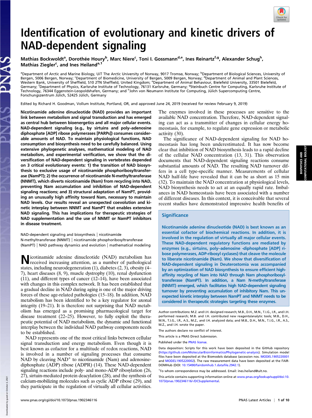 Identification of Evolutionary and Kinetic Drivers of NAD-Dependent Signaling