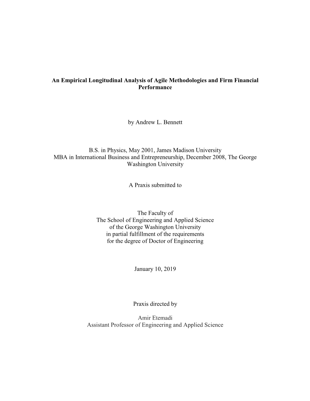 An Empirical Longitudinal Analysis of Agile Methodologies and Firm Financial Performance