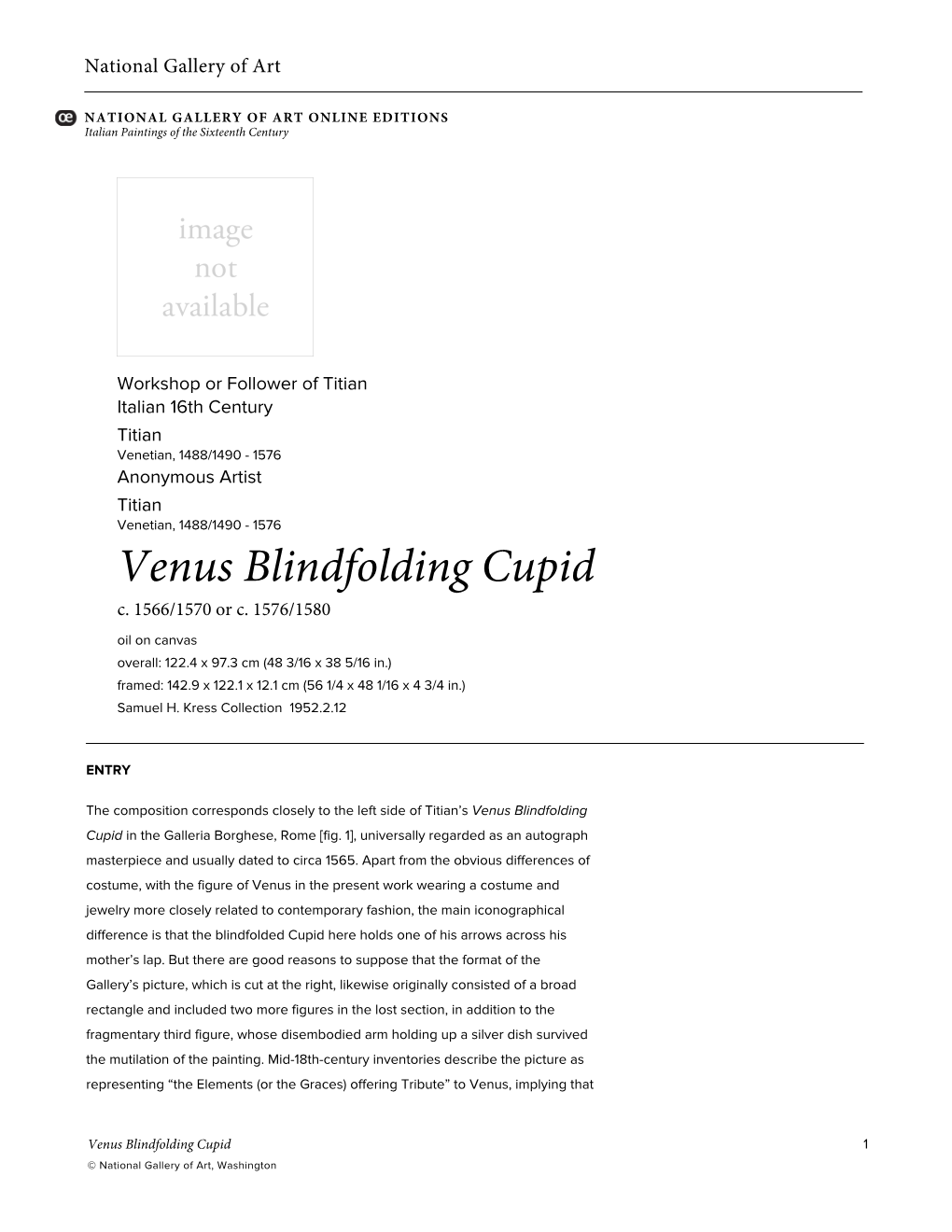 Venus Blindfolding Cupid C