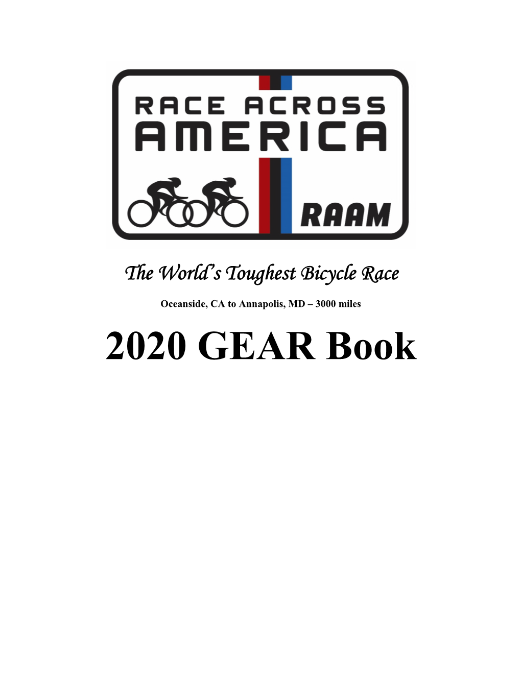 2020 GEAR Book Greetings RAAM Racers and Crew