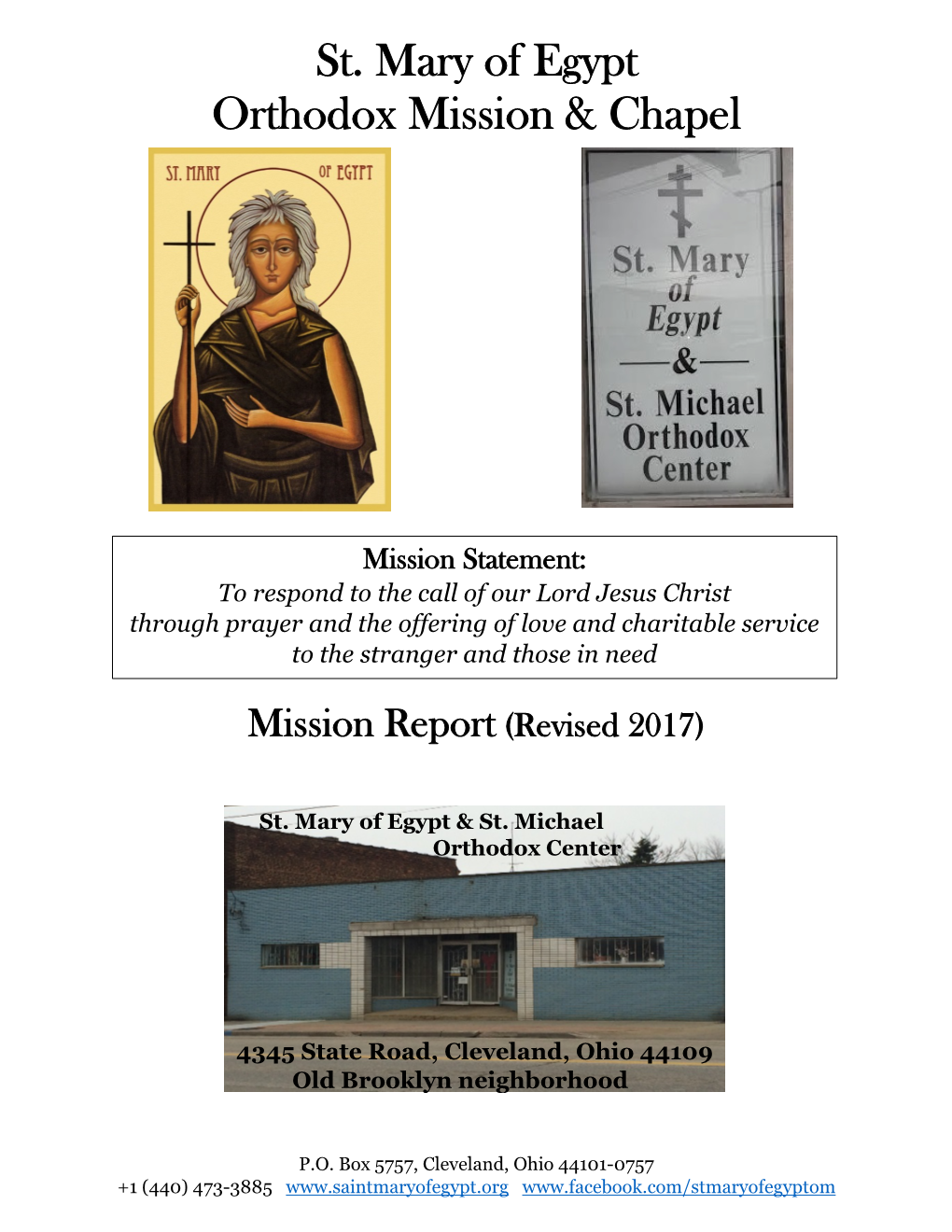 St. Mary of Egypt Mission Report (Rev. March 2017)