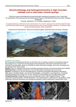 Geomicrobiology and Hydrogeochemistry in High Mountain Habitats and in Cold Water Mineral Springs