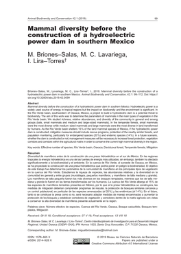 Mammal Diversity Before the Construction of a Hydroelectric Power Dam in Southern Mexico