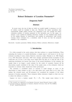 Robust Estimator of Location Parameter1)