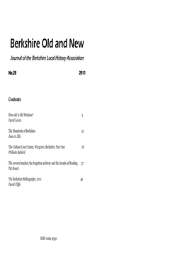 Berkshire Old and New Journal of the Berkshire Local History Association