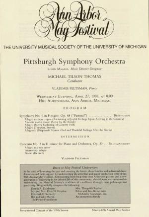 Pittsburgh Symphony Orchestra LORIN MAAZEL, Music Director-Designate