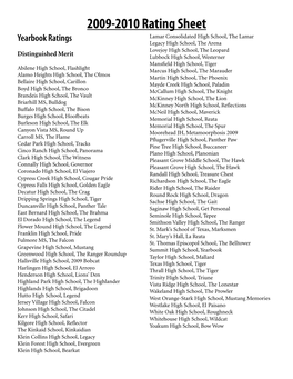 2009-2010 Rating Sheet