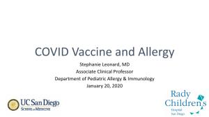 COVID-19 Vaccine and Allergy