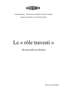 Le Rôle Travesti : Du Masculin Au Féminin