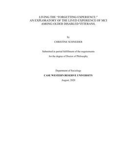 An Exploratory of the Lived Experience of Mci Among Older Disabled Veterans