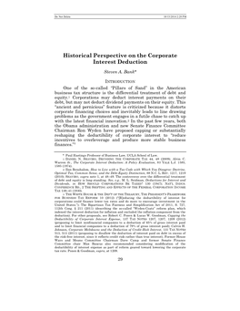 Historical Perspective on the Corporate Interest Deduction