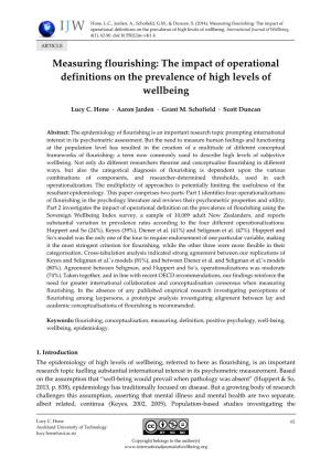Measuring Flourishing: the Impact of Operational Definitions on the Prevalence of High Levels of Wellbeing