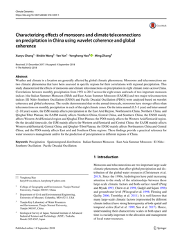 Characterizing Effects of Monsoons and Climate Teleconnections on Precipitation in China Using Wavelet Coherence and Global Coherence