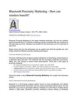 Bluetooth Proximity Marketing - How Can Retailers Benefit? Jun 6, 2014