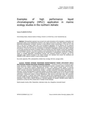 Examples of High Performance Liquid Chromatography (HPLC) Application in Marine Ecology Studies in the Northern Adriatic