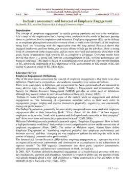 Inclusive Assessment and Forecast of Employee Engagement Dr
