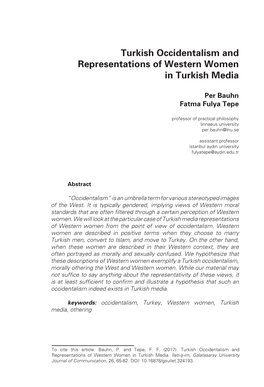 Turkish Occidentalism and Representations of Western Women in Turkish Media
