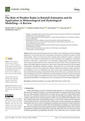 The Role of Weather Radar in Rainfall Estimation and Its Application in Meteorological and Hydrological Modelling—A Review