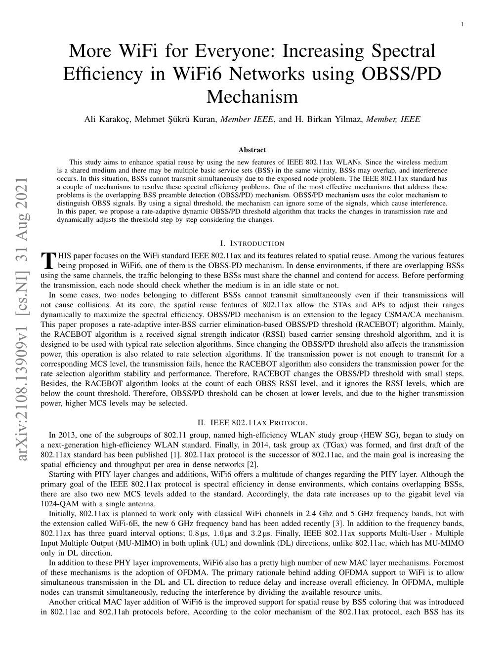 Increasing Spectral Efficiency in Wifi6 Networks Using OBSS/PD