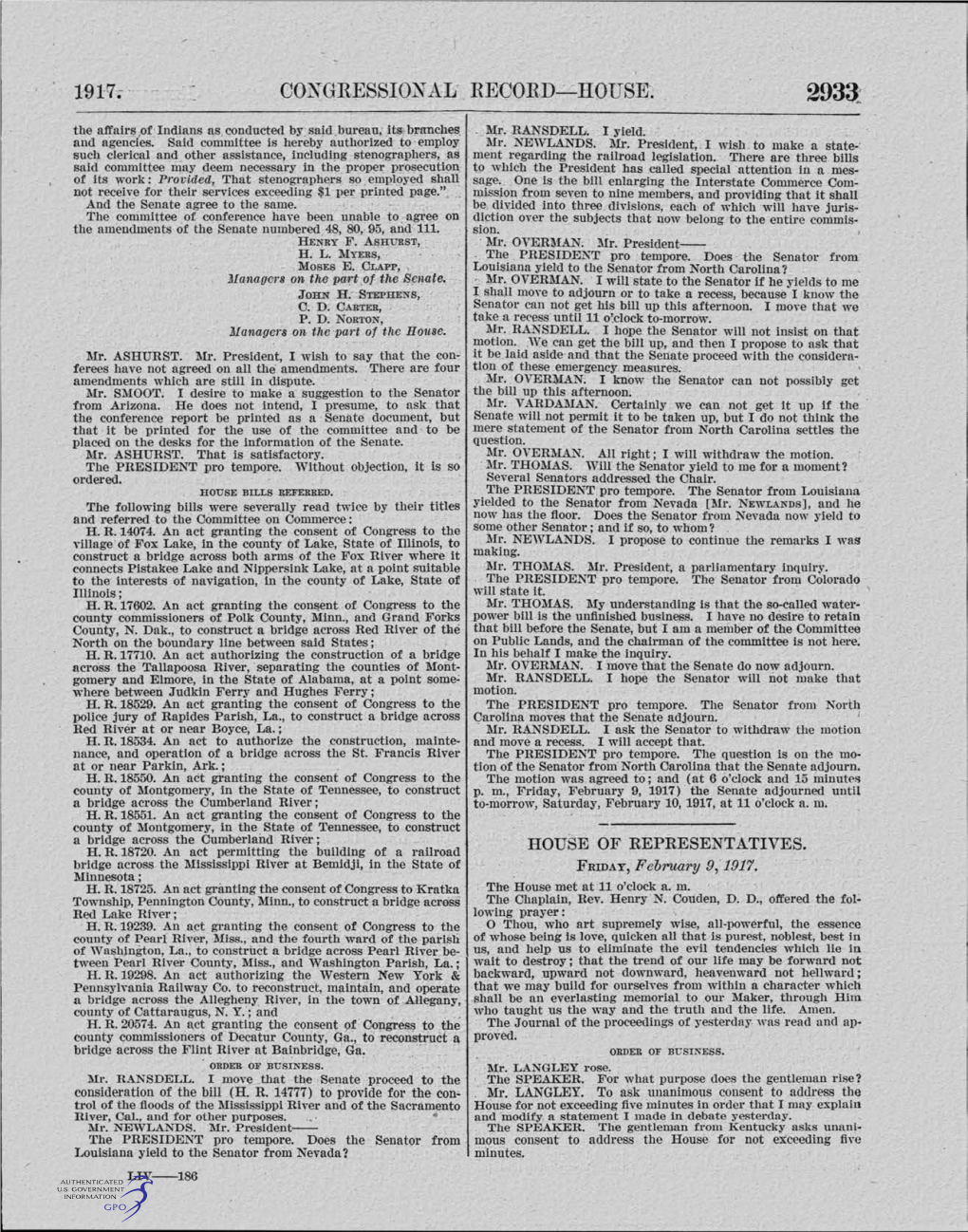 1917-; - Congress! on Al· R -Ecor