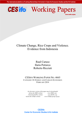 Climate Change, Rice Crops and Violence. Evidence from Indonesia