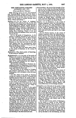 THE LONDON GAZETTE, MAY 1, 1883. 2297 the CONTAGIOUS DISEASES Carnarvonshire.—So Much of the Borough of Car- (ANIMALS) ACT, 1878
