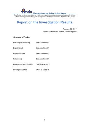 Report on the Investigation Results