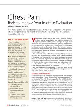 Chest Pain Tools to Improve Your In-Office Evaluation William E