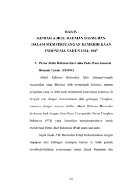 Bab Iv Kiprah Abdul Rahman Baswedan Dalam Memperjuangan Kemerdekaan Indonesia Tahun 1934- 1947