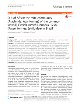 Out of Africa: the Mite Community (Arachnida: Acariformes) of The