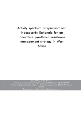 Activity Spectrum of Spinosad and Indoxacarb: Rationale for an Innovative Pyrethroid Resistance Management Strategy in West Africa