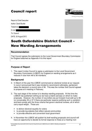 South Oxfordshire District Council – New Warding Arrangements