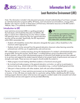 Least Restrictive Environment (LRE) Information Brief