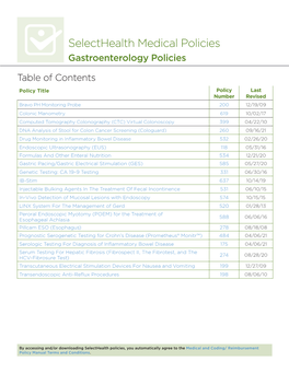 Selecthealth Medical Policies Gastroenterology Policies