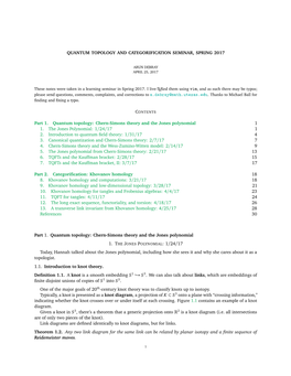 Quantum Topology and Categorification Seminar, Spring 2017