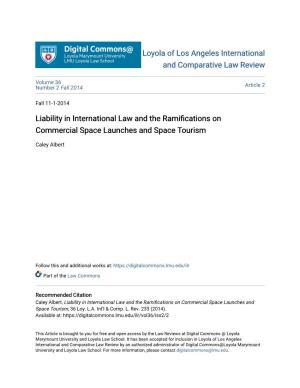 Liability in International Law and the Ramifications on Commercial Space Launches and Space Tourism