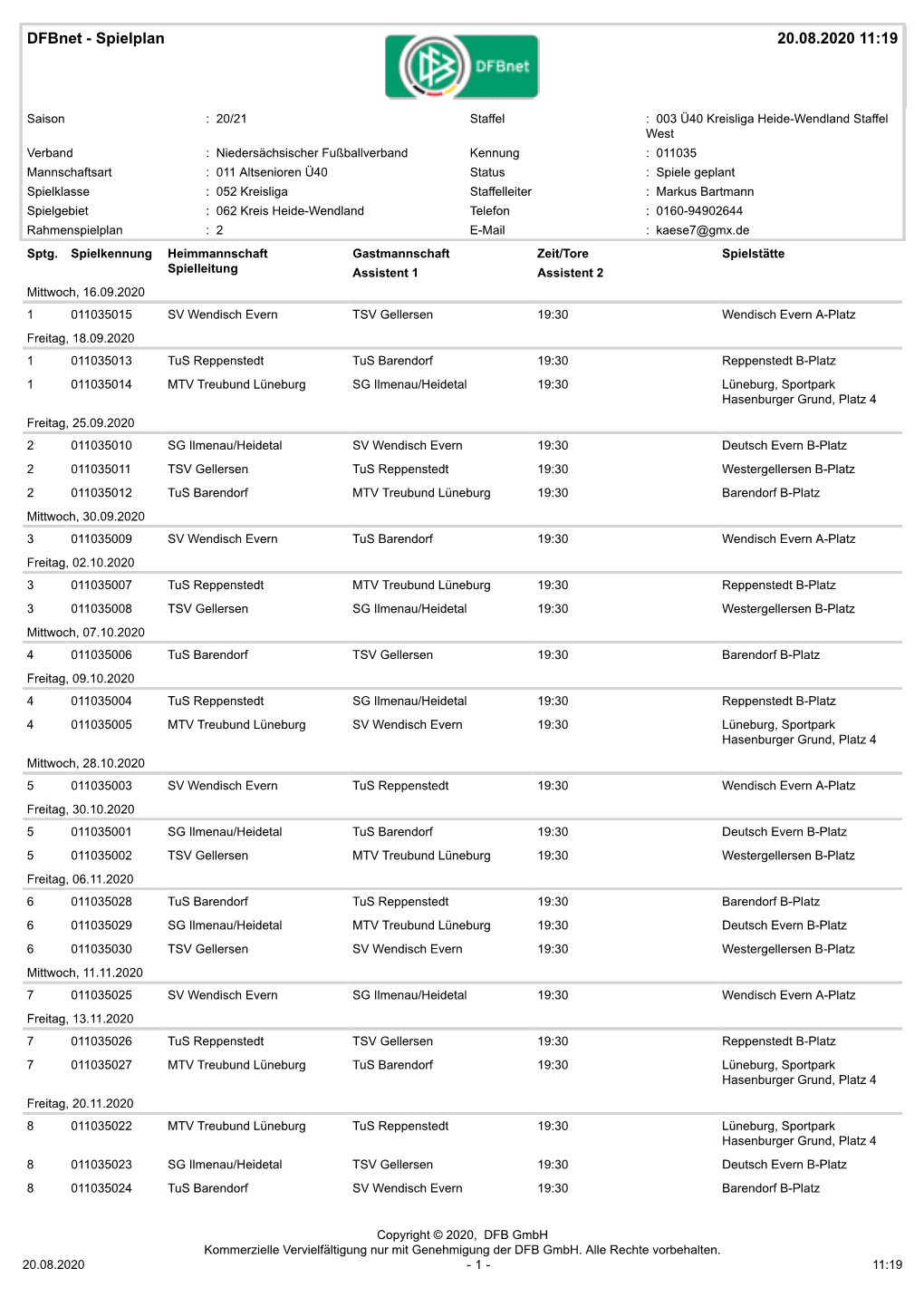 Spielplan 20.08.2020 11:19