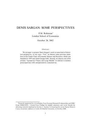 Denis Sargan: Some Perspectives