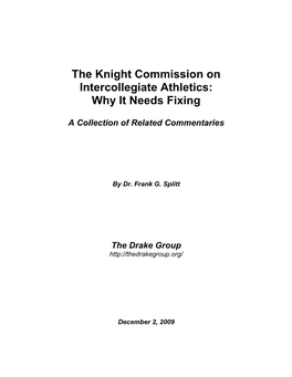 The Knight Commission on Intercollegiate Athletics: Why It Needs Fixing