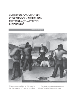 American Communists View Mexican Muralism: Critical and Artistic Responses1