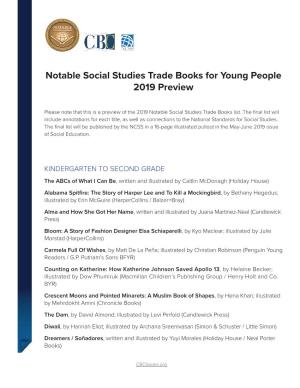 Notable Social Studies Trade Books for Young People 2019 Preview
