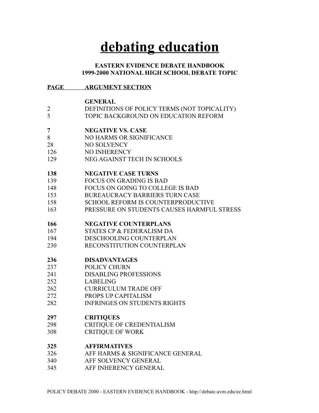 Debating Education